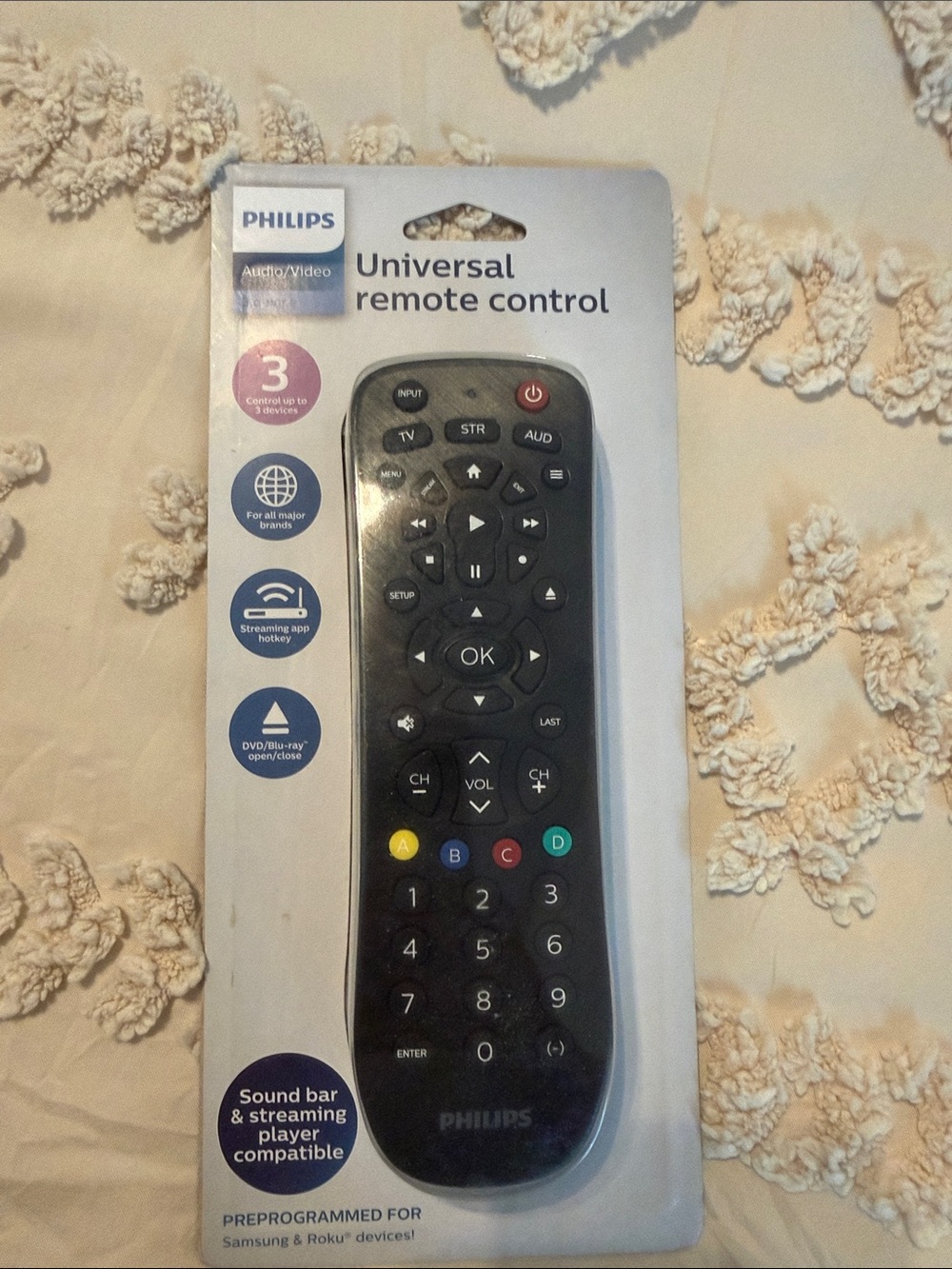Philips Black Universal Remote Control with Color Buttons